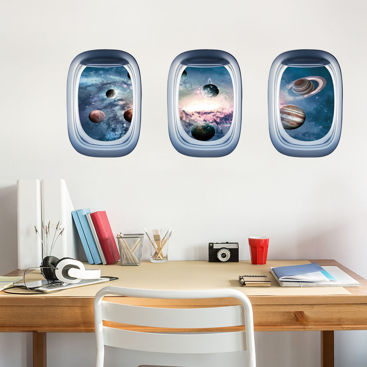 

3 Pcs 3D Porthole Design Universe Wall Decor