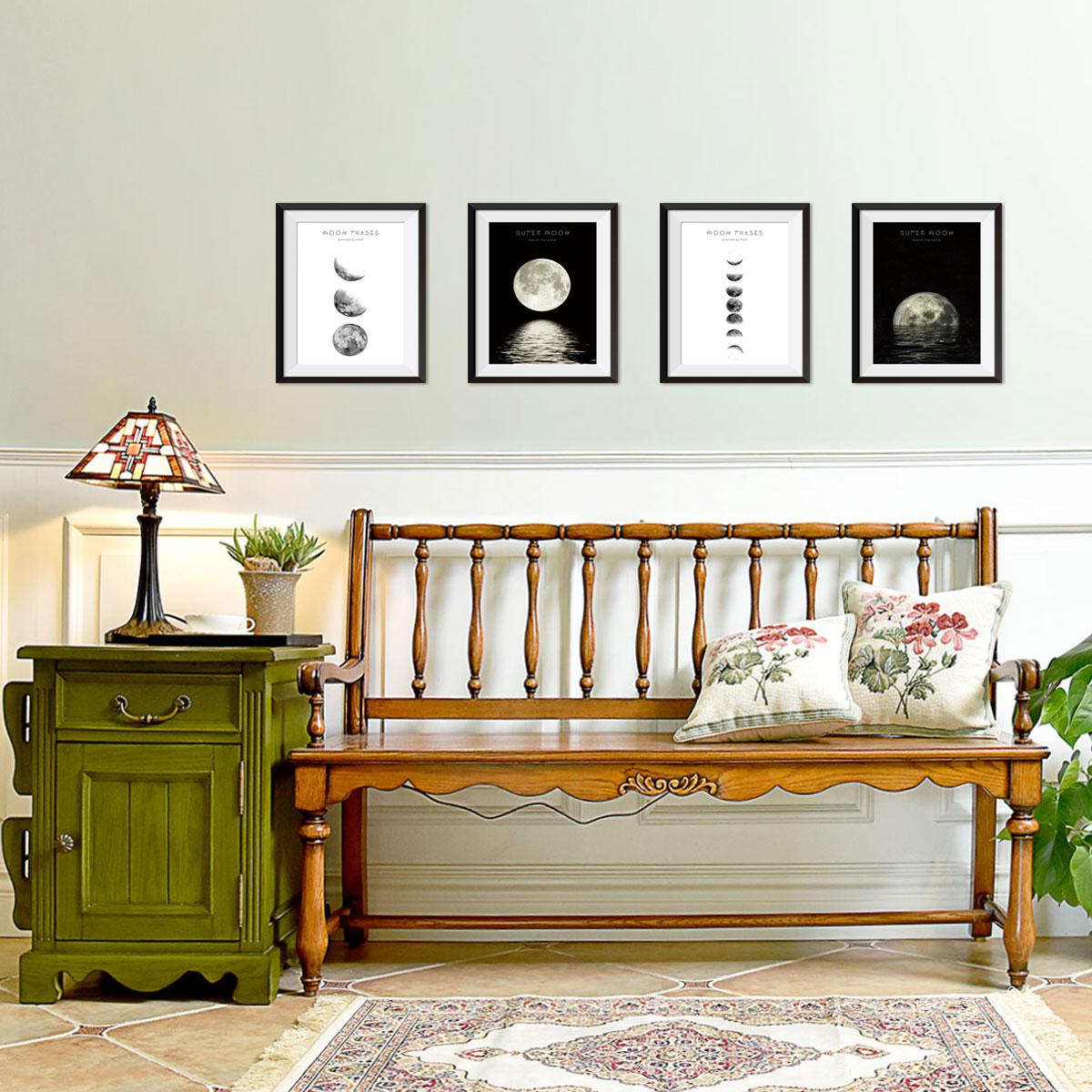 

4 Pcs Frame Design Moon Sticky Wall Decor