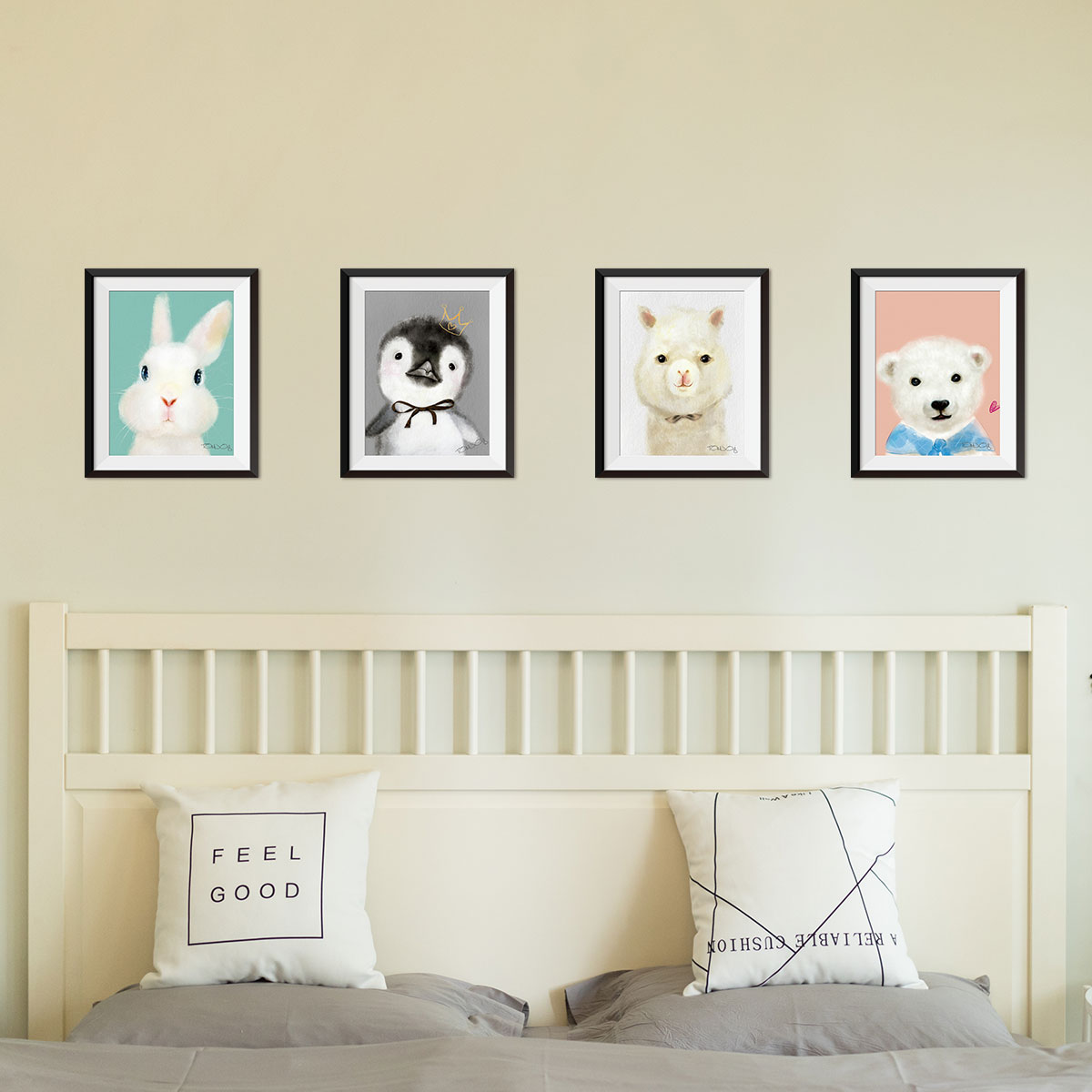 

4 Pcs Cartoon Animal Sticky Wall Decor