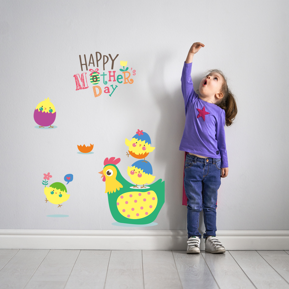 

Cartoon Colorful Eggshell Chick Mother's Day Wall Sticker