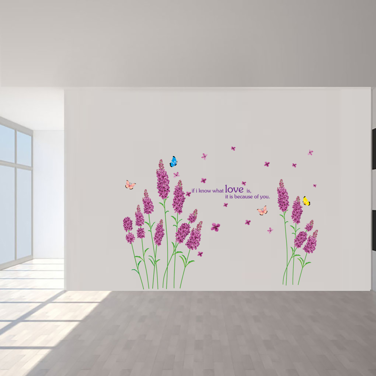 

Creative Lavender Letter Butterfly Wall Sticker