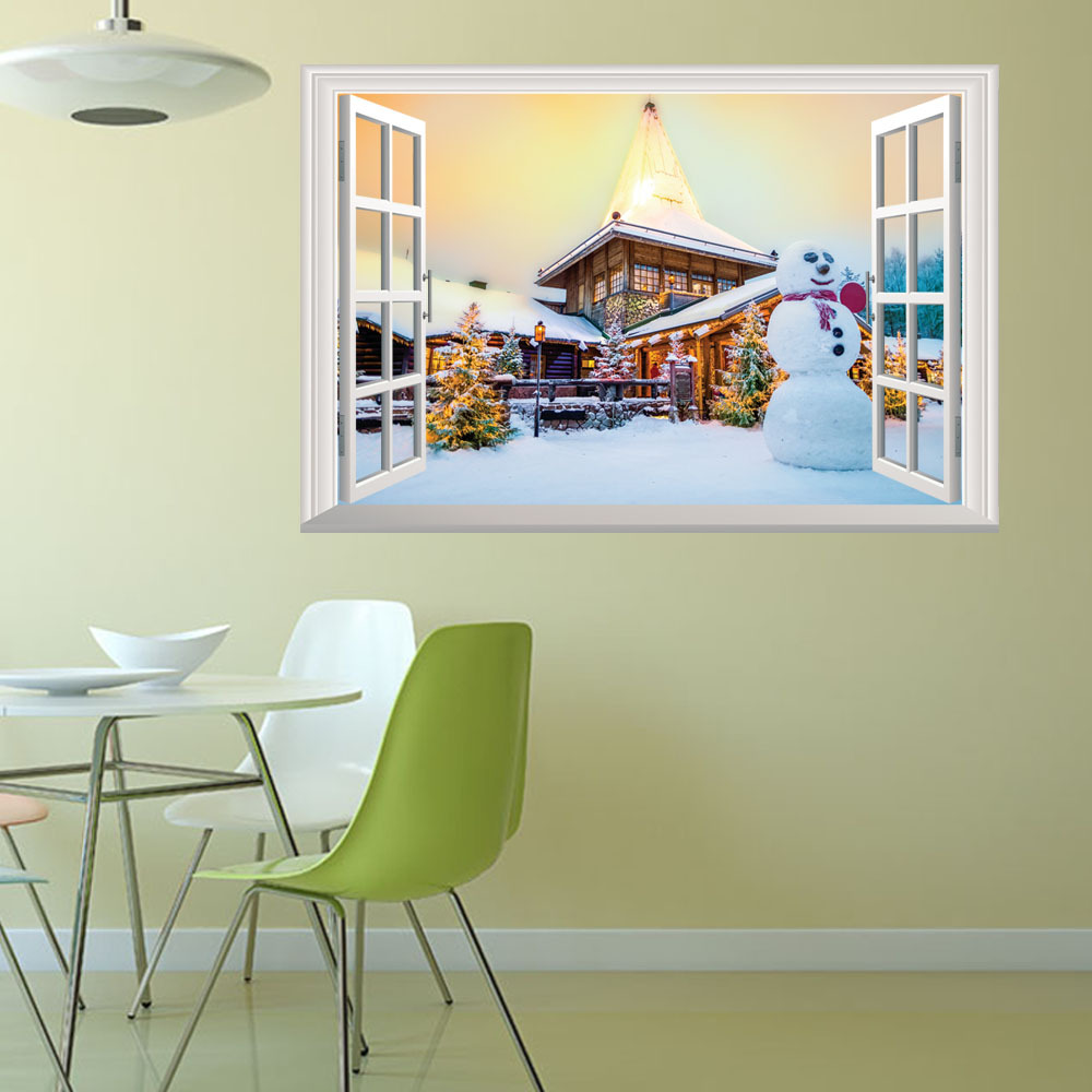 

Christmas Tree 3D Window Snowman Wall Sticker Decor