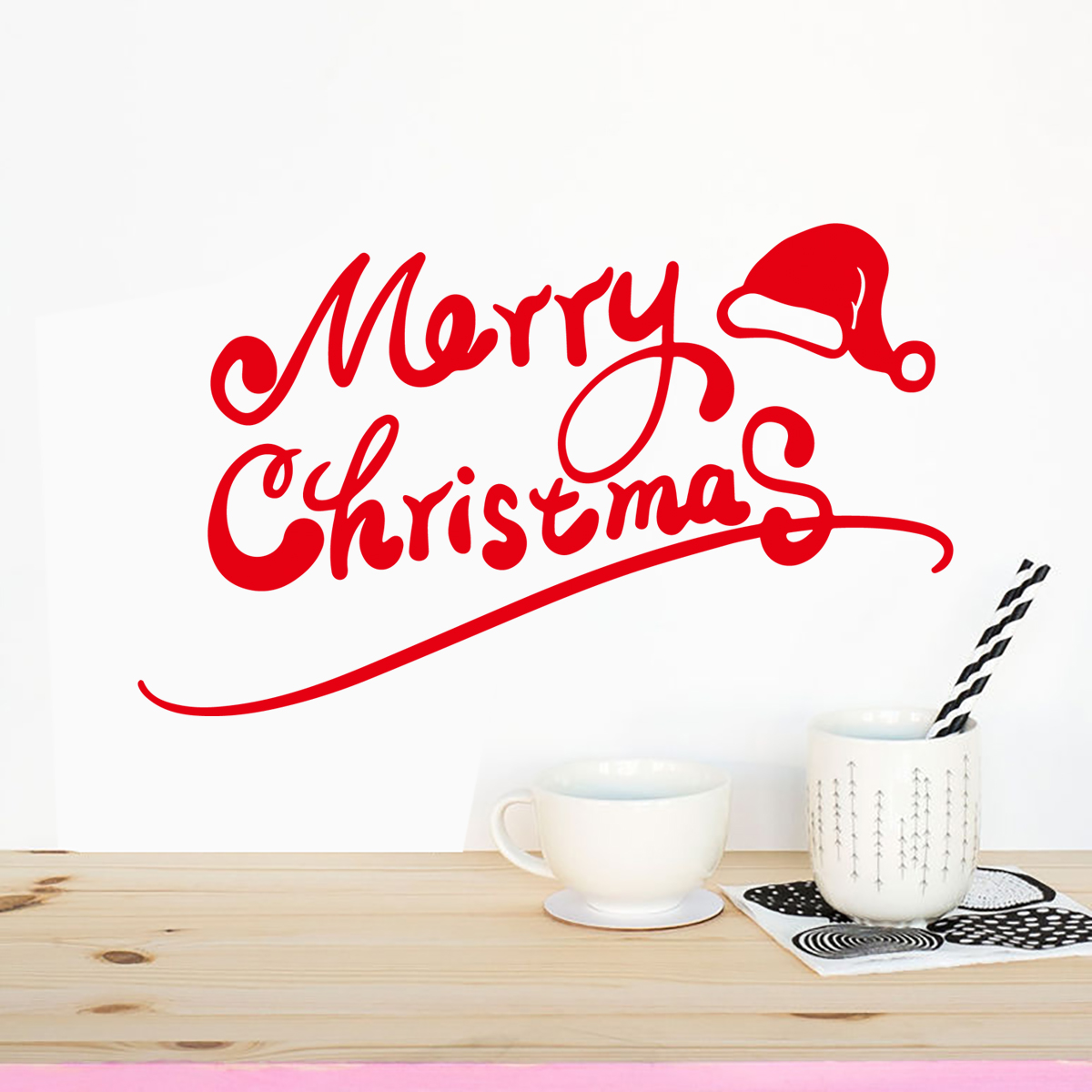 

Christmas Hat Letter Print Luminous Window Glass Wall Stickers
