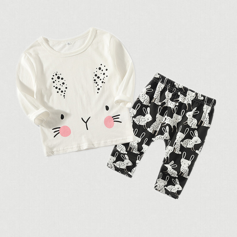 

Baby Girl Cute Rabbit Print Tee and Pants Set