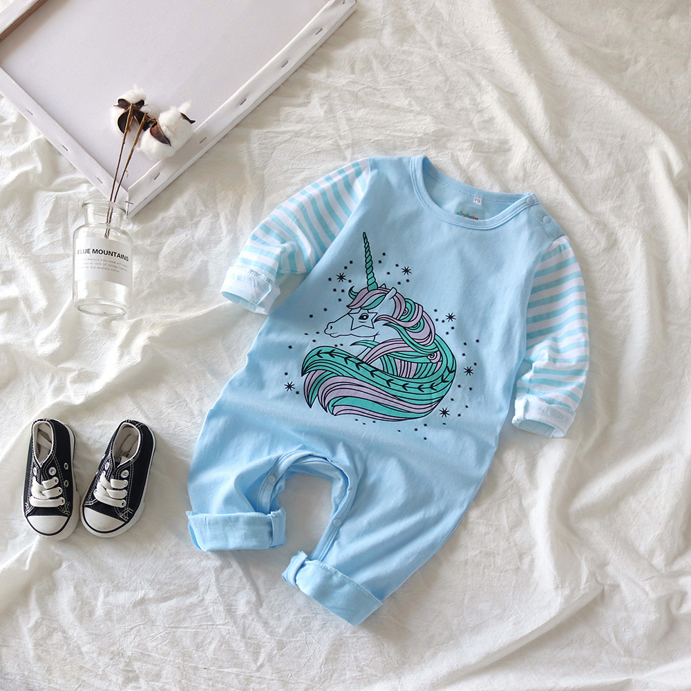 

Baby Boy / Girl Unicorn Print Stripe Long-sleeve Jumpsuit