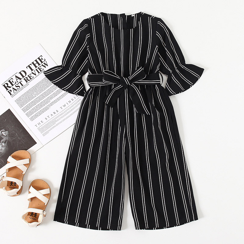 

Baby / Toddler Bowknot Striped Long-sleeve Jumpsuit