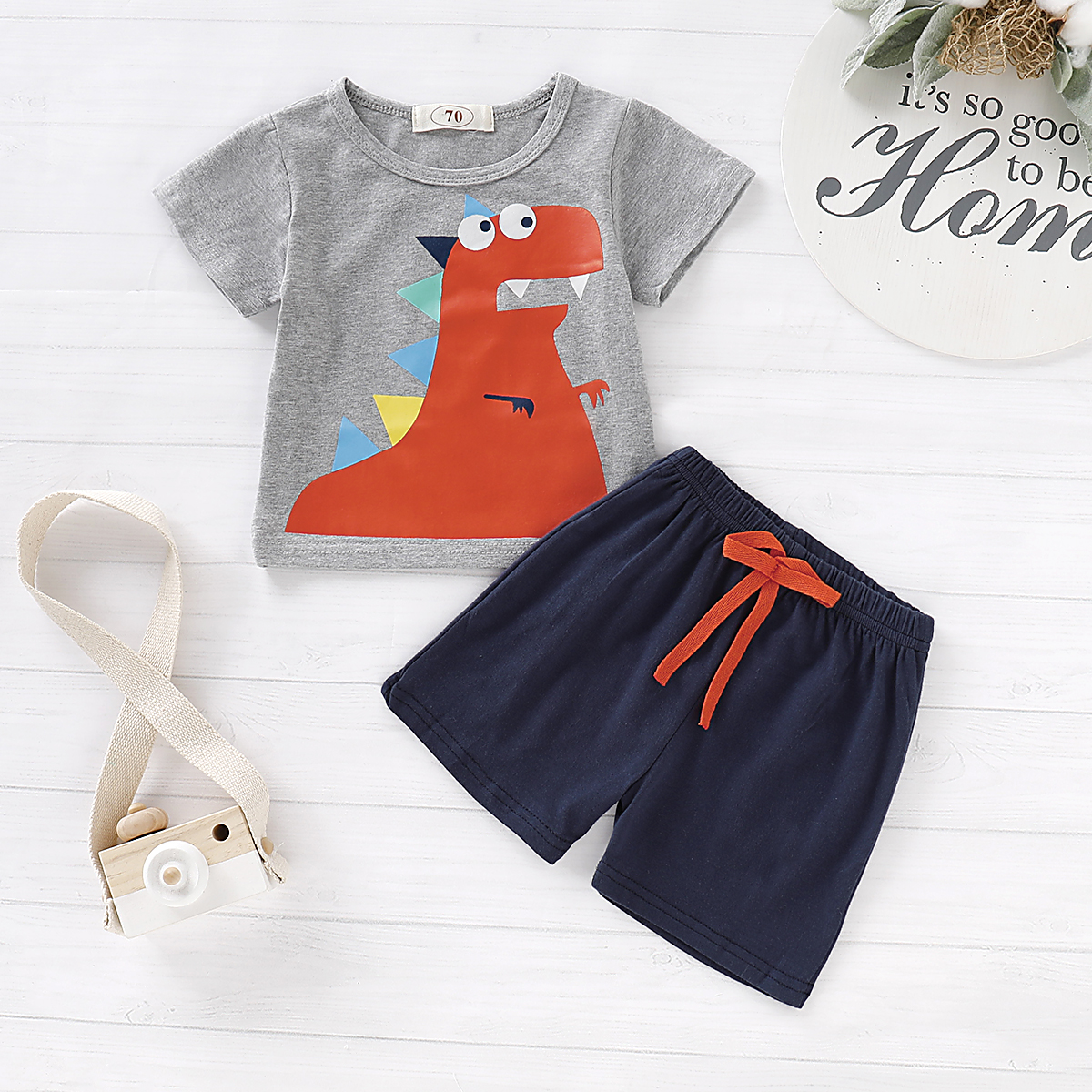 

Baby / Toddler Boy Dino Print Tee and Solid Shorts Set