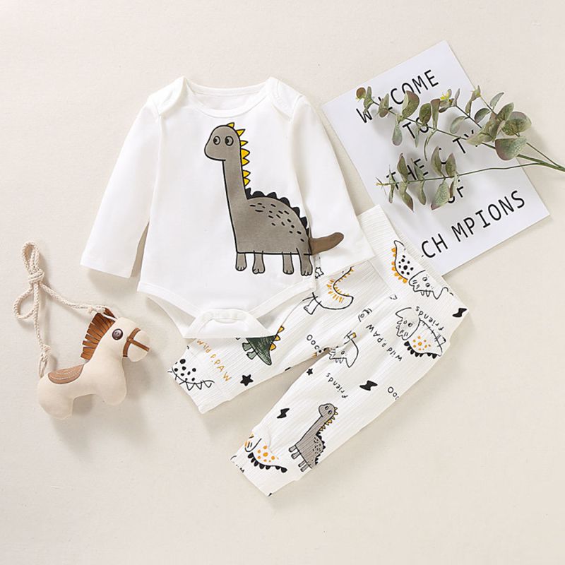 

Baby Girl Dinosaur Print Bodysuit and Pants Set