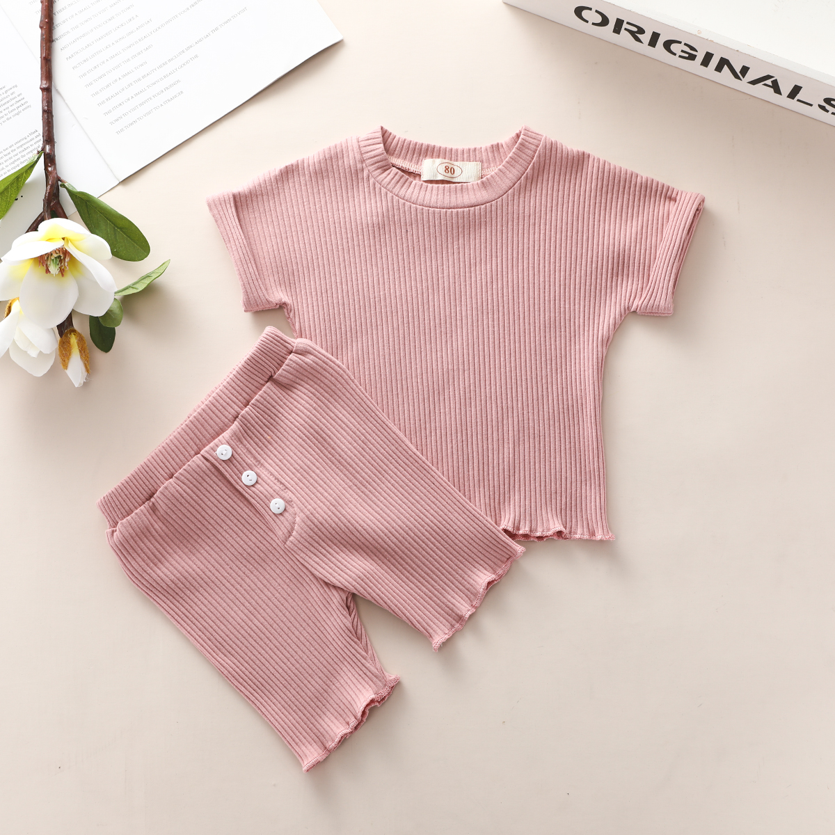 

Solid Short-sleeve Tee and Shorts Set