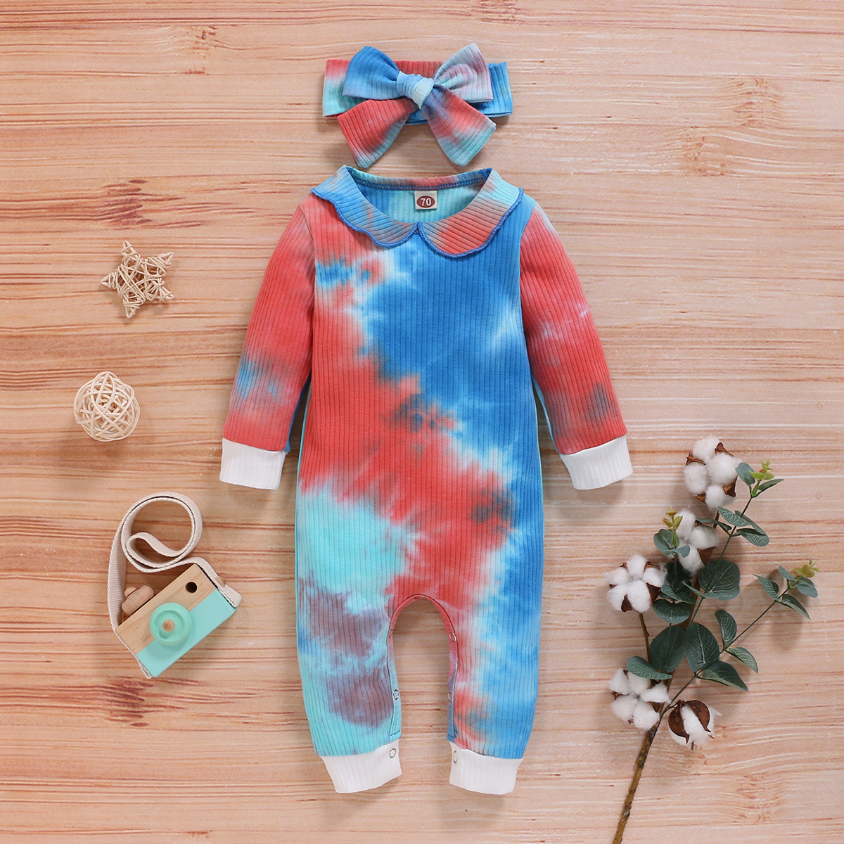 

2-piece Baby Tie-dyed Jumpsuit with Headband