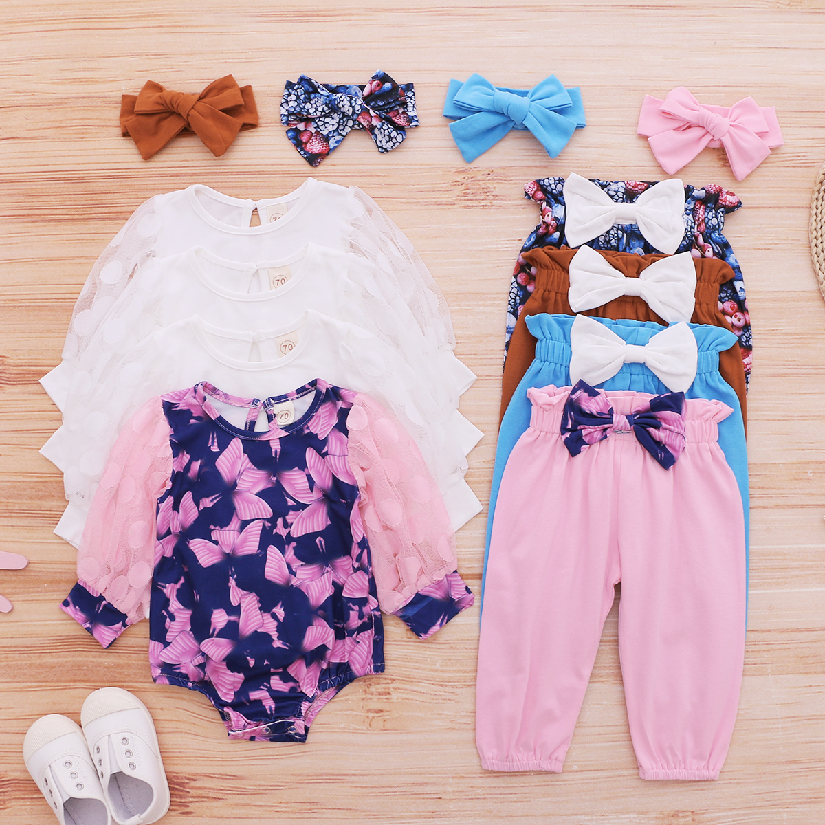 

3pcs Baby Girl Sweet Baby's Sets Romper Cotton Fashion Long Sleeve Infant Clothing Outfits