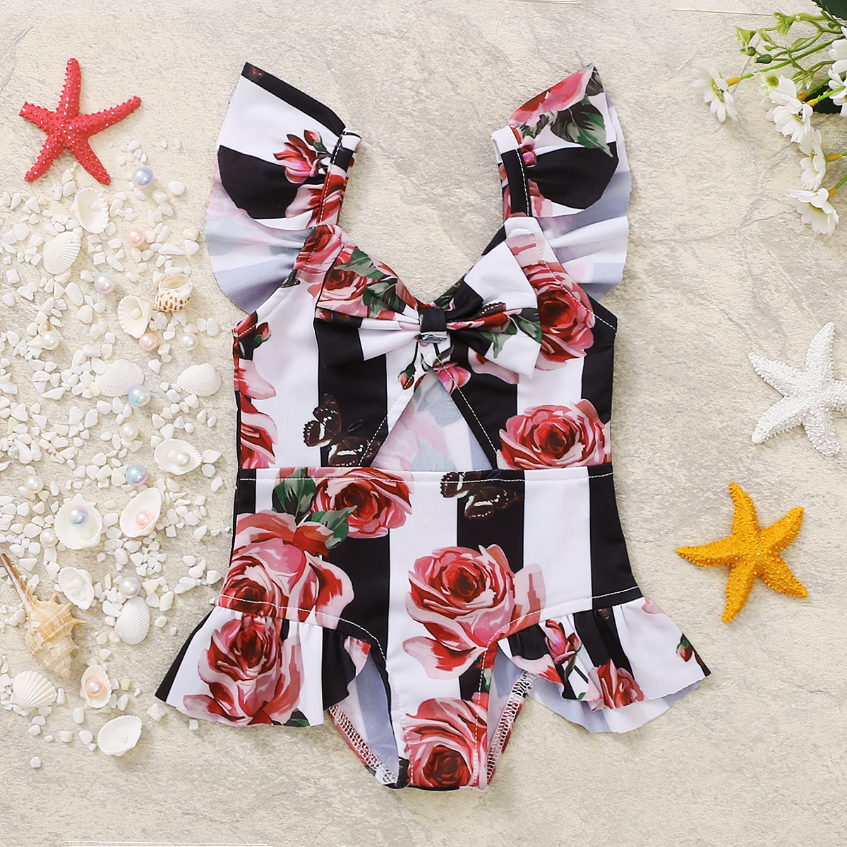 

1pc Baby Girl Floral Swimsuit
