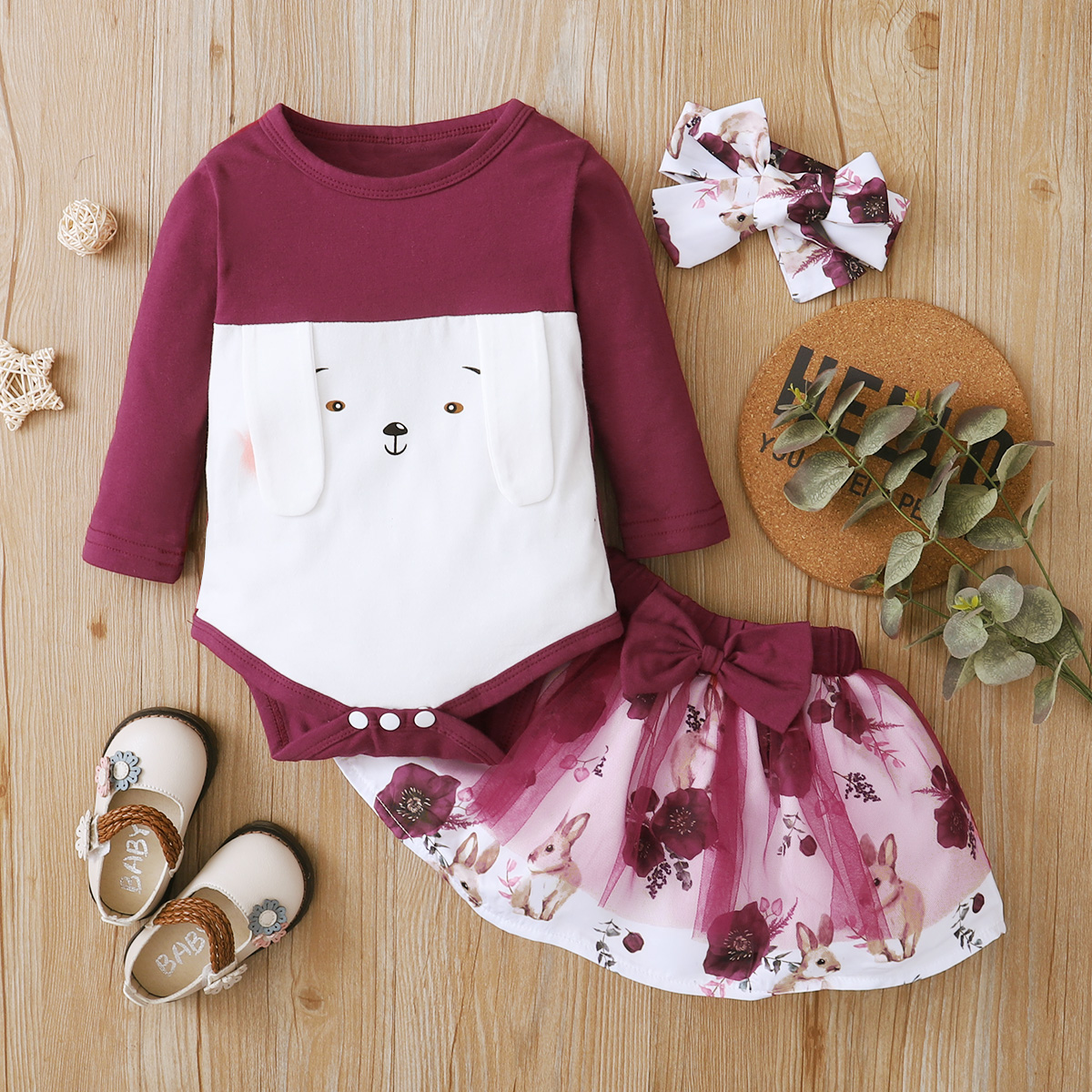 

1pc Baby Girl Animal & Rabbit Sweet Long-sleeve Cotton Romper Suit-dress
