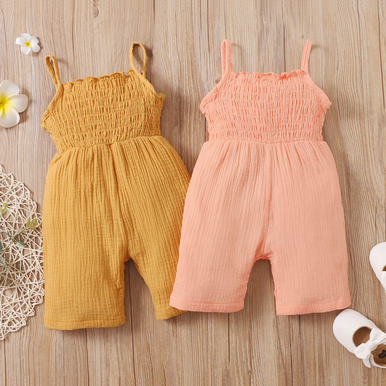 

Toddler Girl Ruffled Solid Tank Jumpsuit