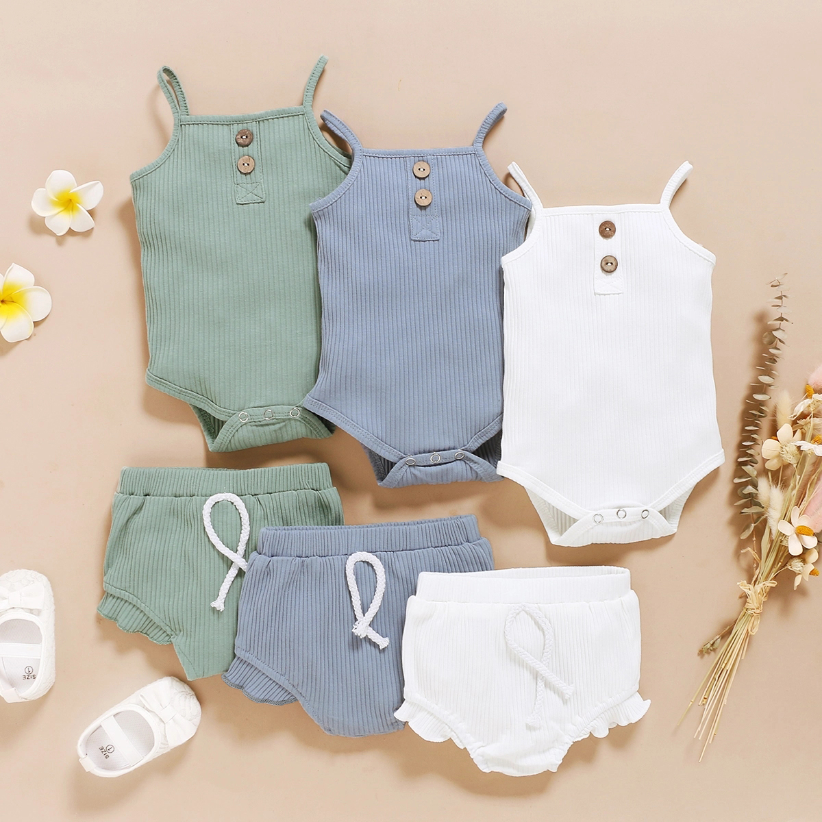 

2pcs Solid Ribbed Baby Sling Sets