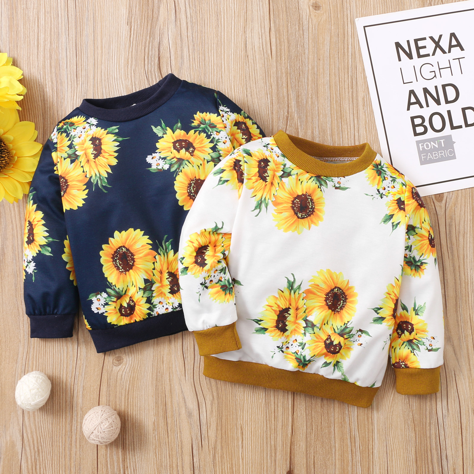 

Toddler Girl Floral Sunflower Print Pullover Sweatshirt