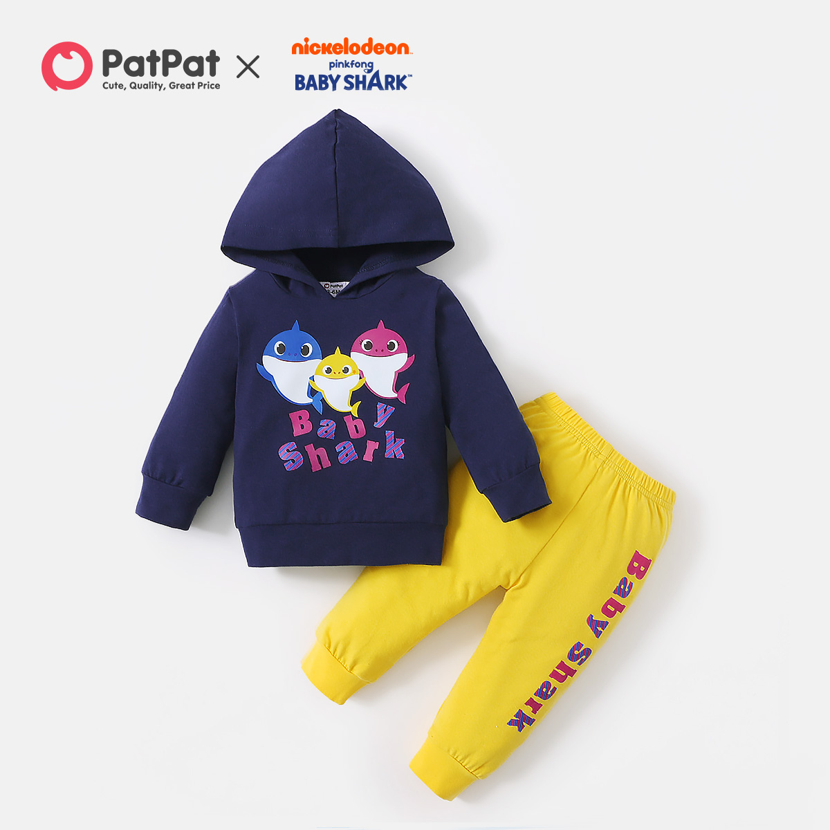 

Baby Shark 2-piece Baby Boy Cotton Graphic Hooded Sweatshirt and Pants Set