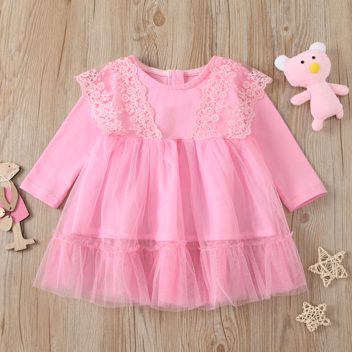 

1pc Baby Girl Long-sleeve Cotton Floral Sweet Dress