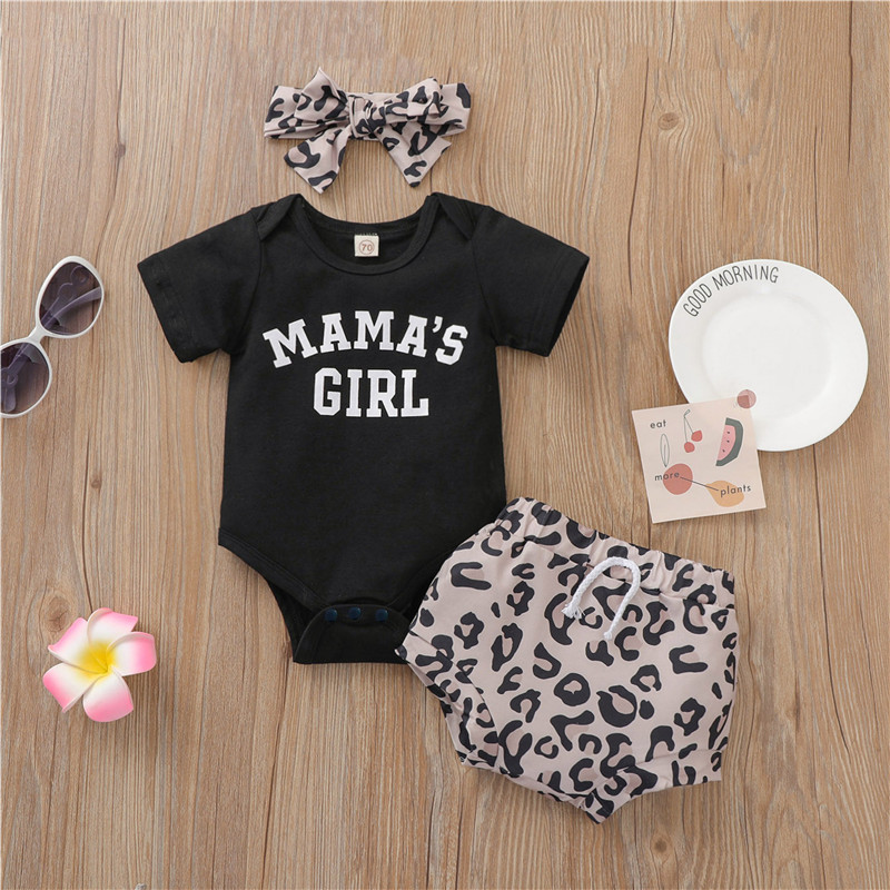 

3pcs Leopard Letter Print Baby Sets