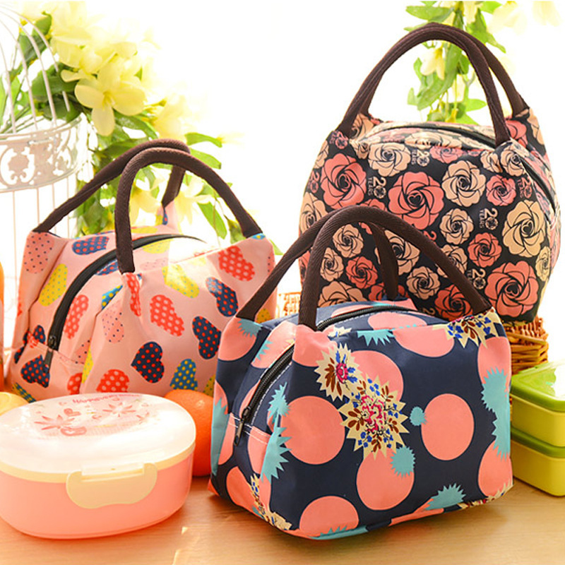 

Colorful Flower Print Zipper Lunch Bag