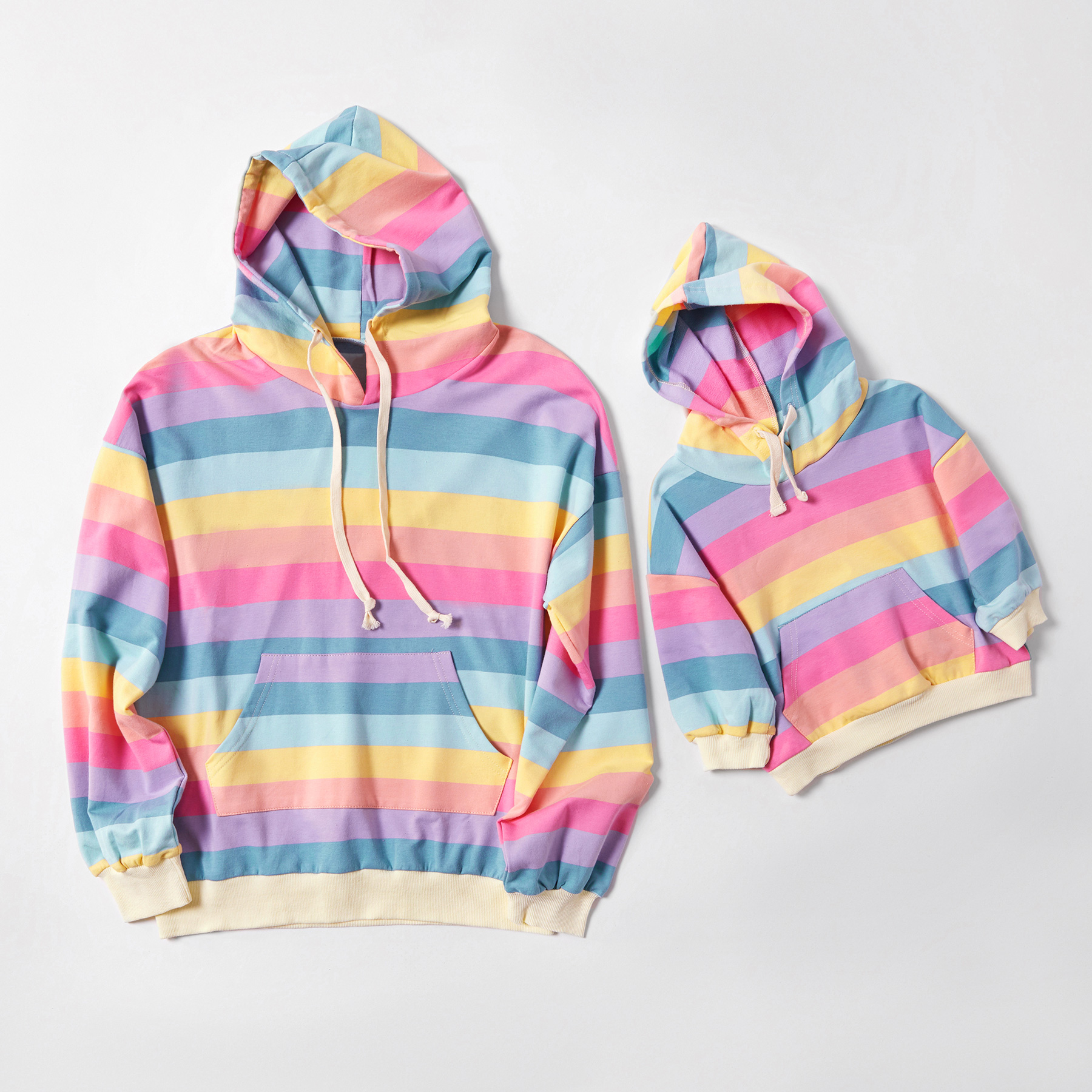 

Rainbow Striped Hoodies for Mommy and Me