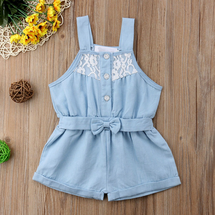 

Baby / Toddler Girl Fashionable Lace Decor Bow Striped Onesies