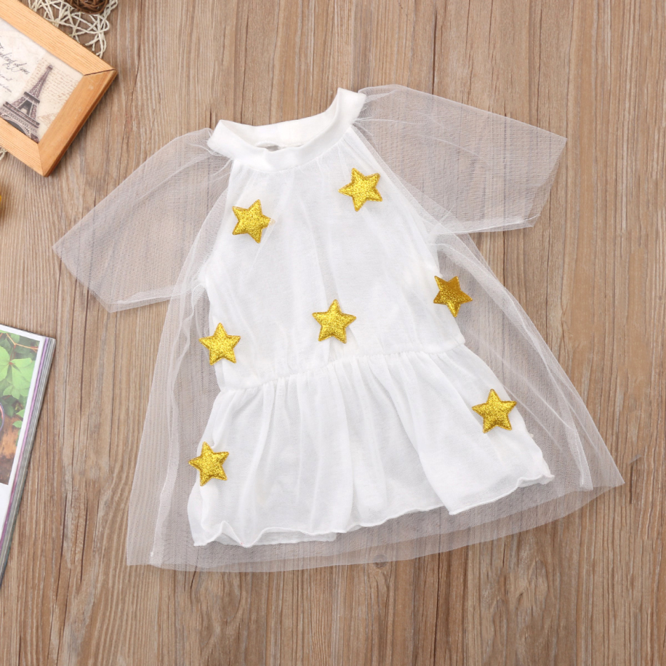 

Baby Stars Print Mesh Dress