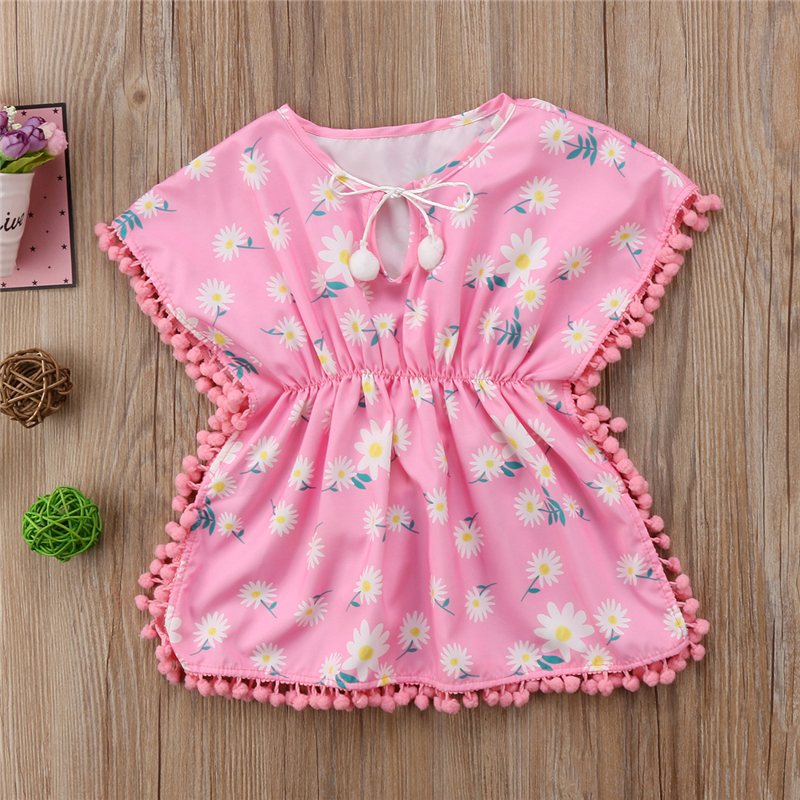 

Toddler Girls Floral Print Pompom Top