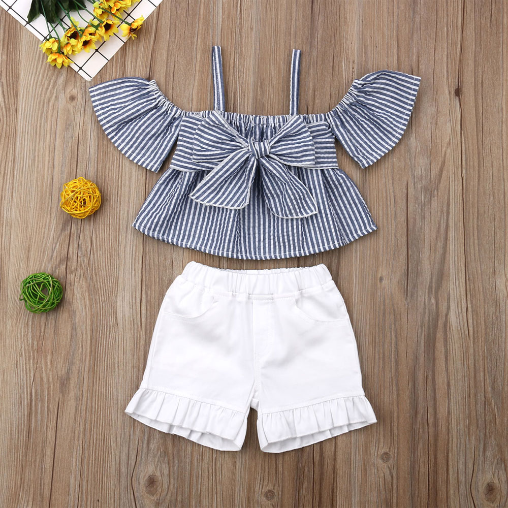 

2-piece Baby / Toddler Striped Strappy Top and Stretchy Shorts Set