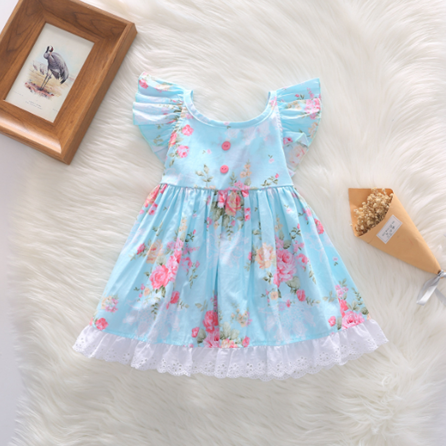 

Floral Print Ruffle-sleeve Tie-up Dress