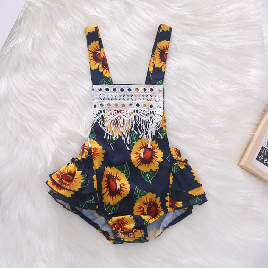 

Baby Sunflower Lace Decor Bodysuit