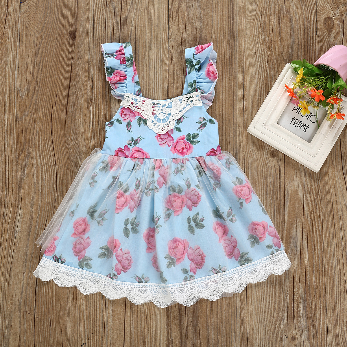 

Baby / Toddler Rosy Floral Mesh Dress