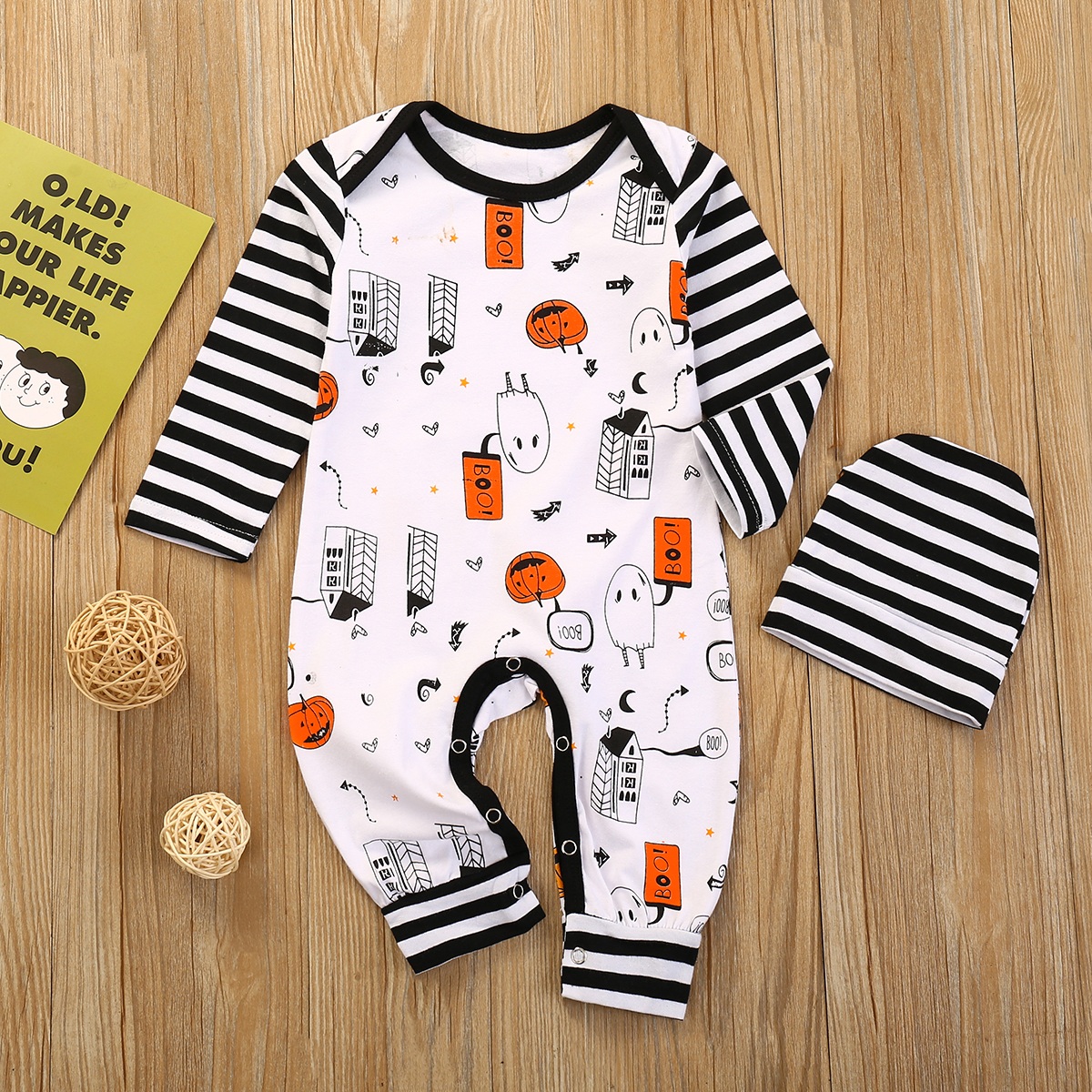 

2-piece Baby Halloween Striped with Hat