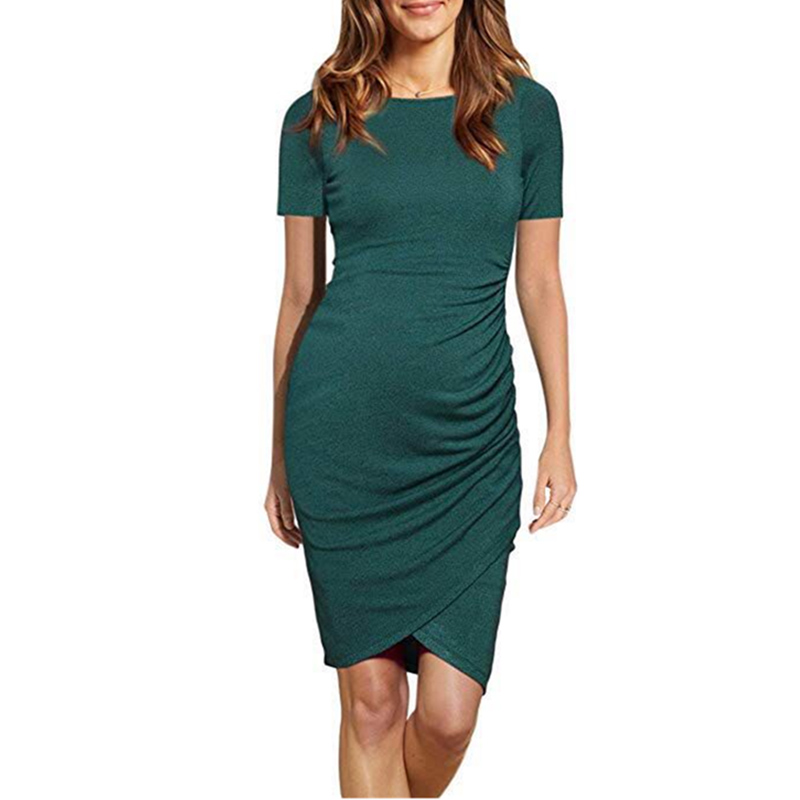 

Solid Irregular Short-sleeve Maternity Dress