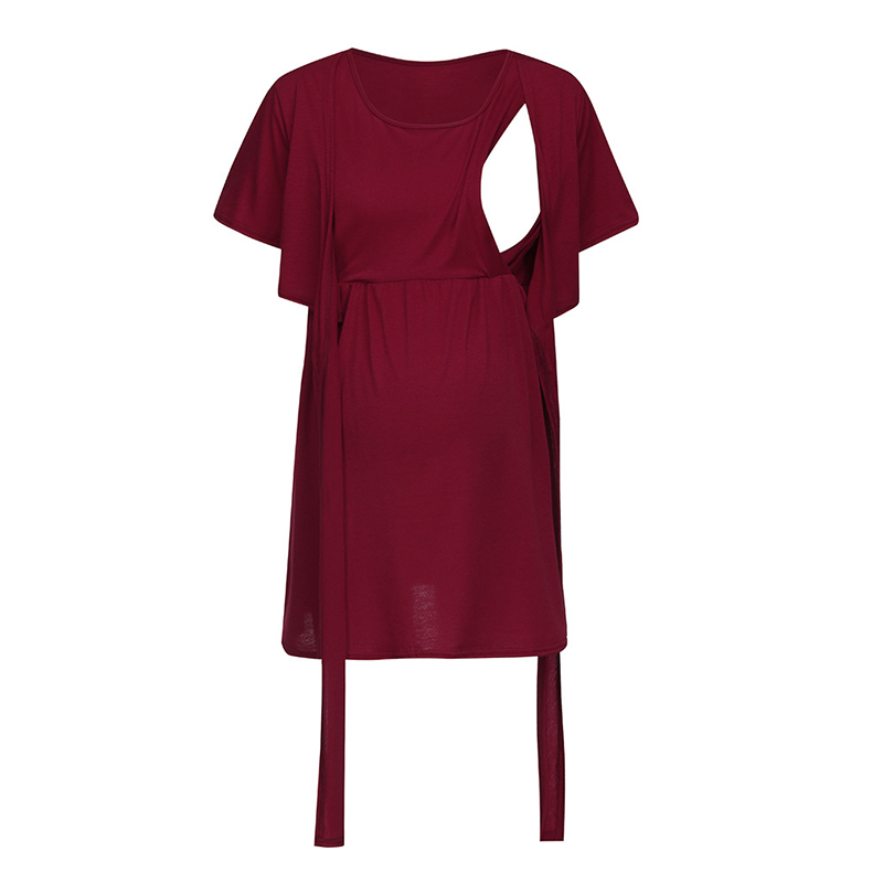 

Stylish Solid Short-sleeve Nursing Top