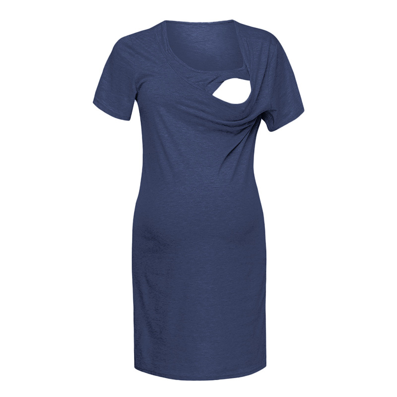 

Casual Solid Short-sleeve Nursing Dress