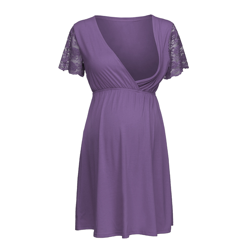 

Trendy Lace Embroidered Nursing Dress