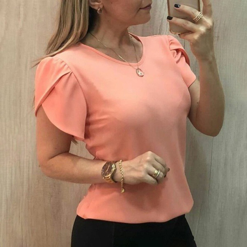 

Trendy Solid Loose Style Short-sleeve Top