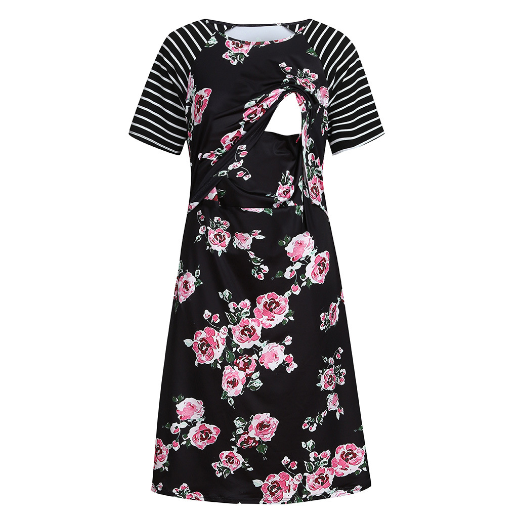 

Casual Floral Print Short-sleeve Nursing Dress