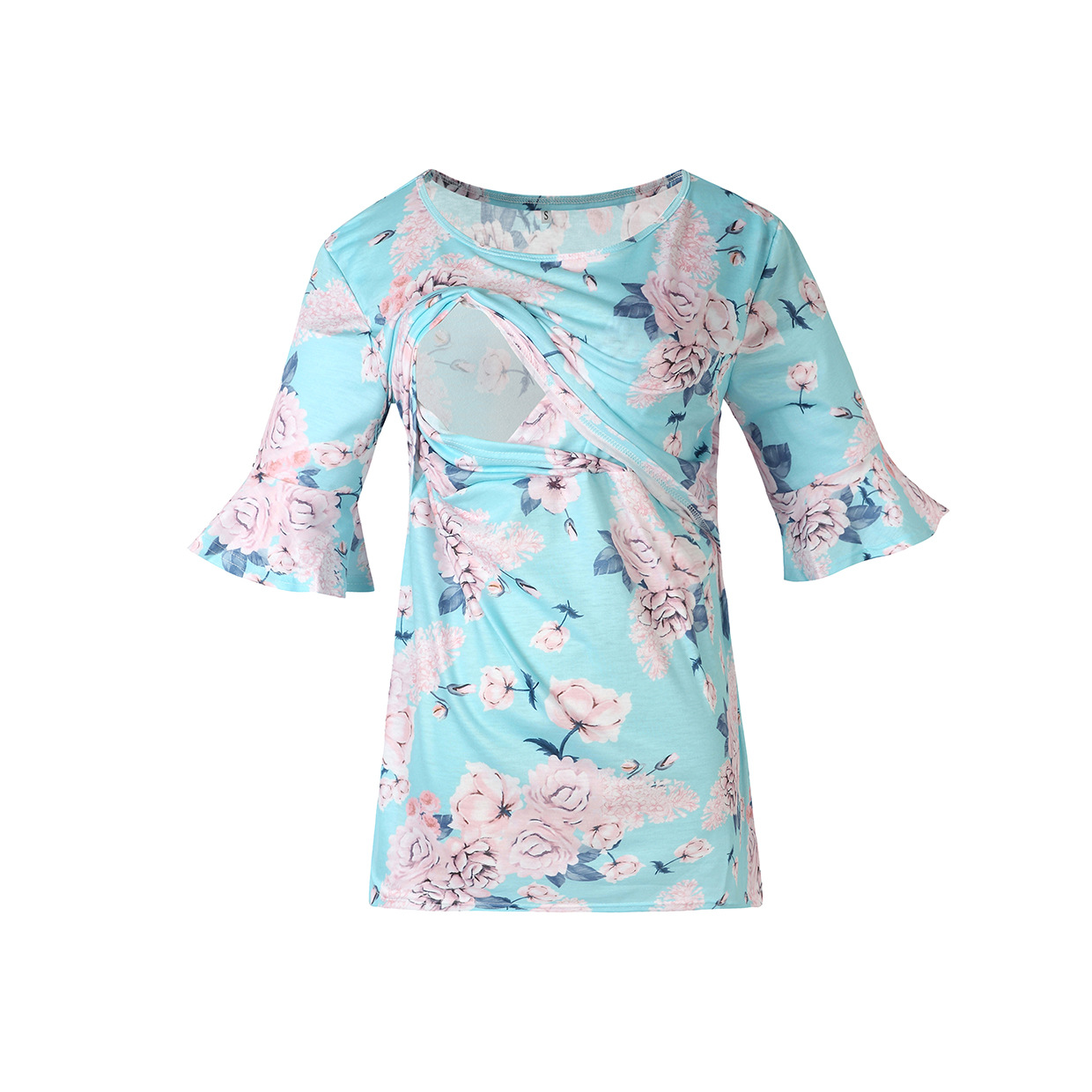 

Trendy Floral Print Half-sleeve Nursing Top