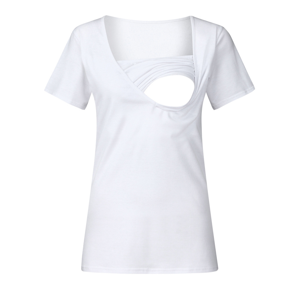 

Basic Solid Short-sleeve Nursing Top
