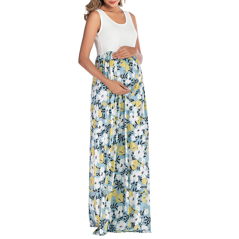 

Graceful Allover Sleeveless Maternity Maxi Dress