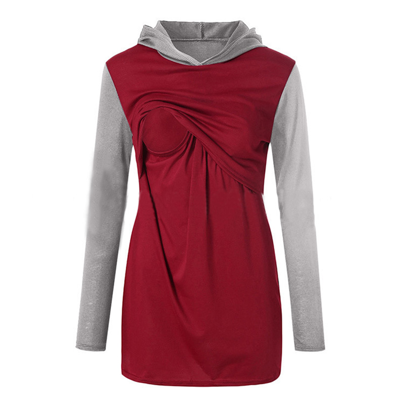 

Snappy Color Contrast Long-sleeve Nursing Top