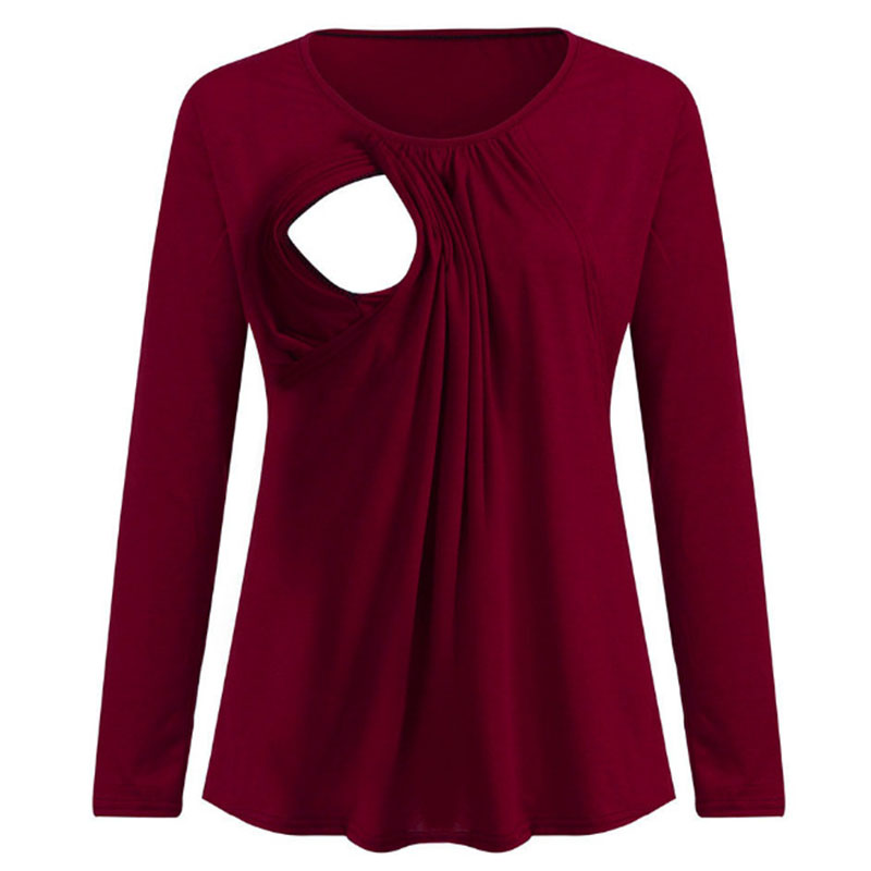 

Basic Solid Long-sleeve Nursing Tee