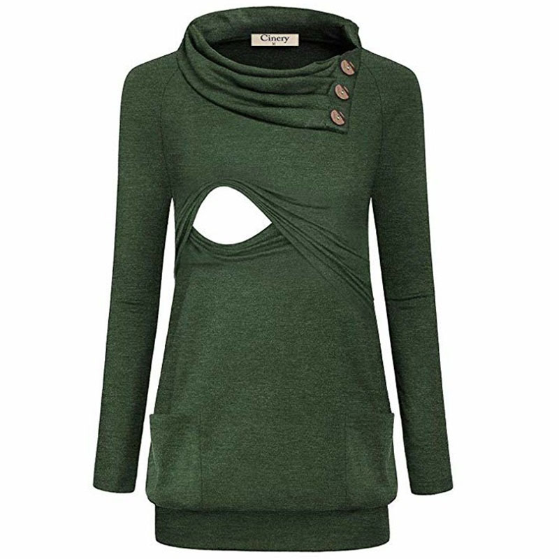 

Casual Button-embellished Long-sleeve Nursing Top