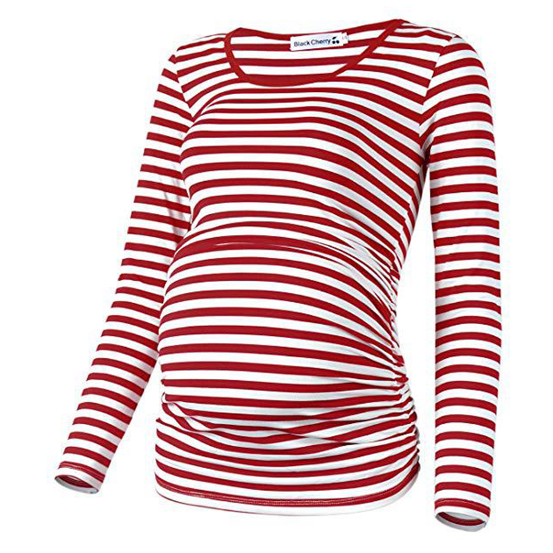 

Casual Striped Long-sleeve Maternity Tee