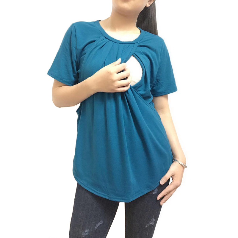 

Casual Solid Short-sleeve Nursing Tee