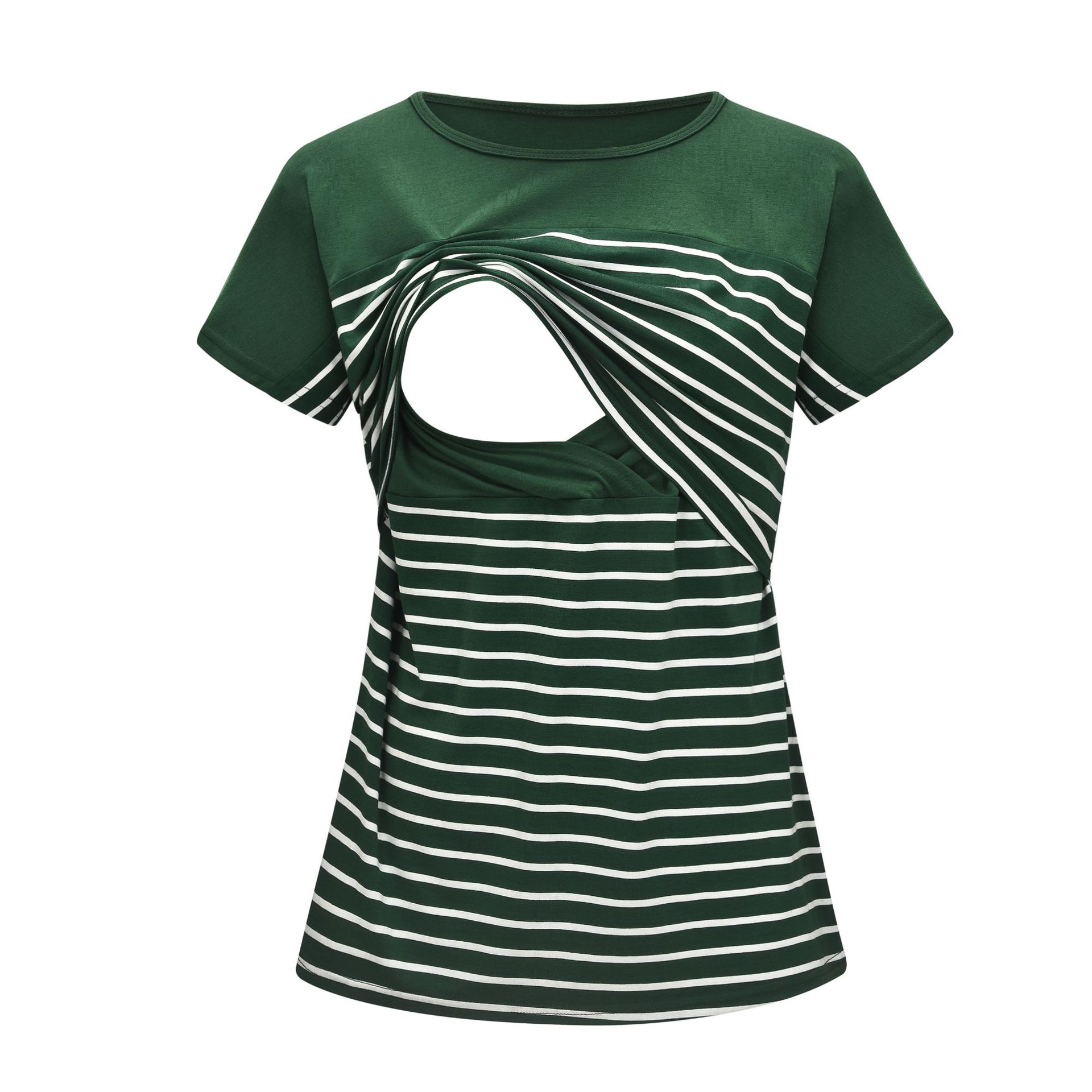 

Casual Striped Short-sleeve Nursing Tee