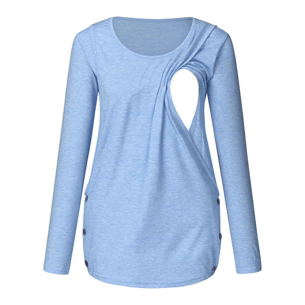 

Casual Solid Long-sleeve Nursing Top