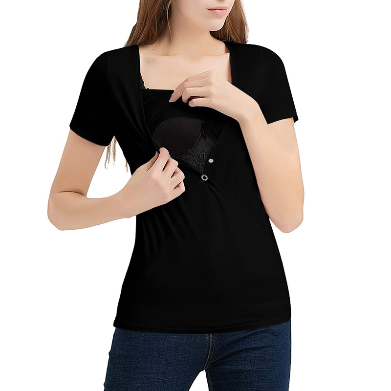 

Casual Solid Short-sleeve Nursing Tee